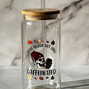 Glass Tumbler with Bamboo Lid and Straw